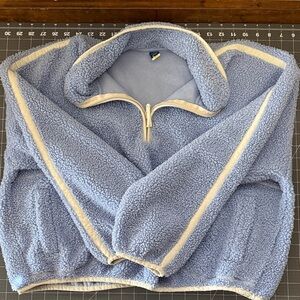Old Navy Light Blue Sherpa Half-Zip Pullover